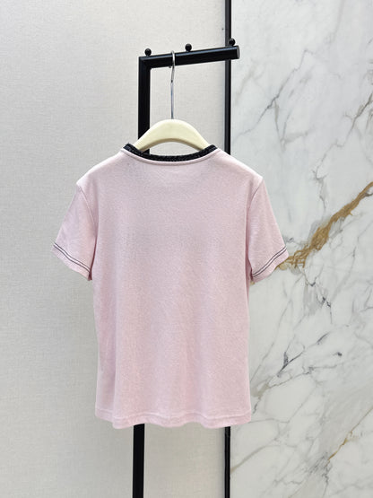 Knitted Embroidered Linen T-Shirt