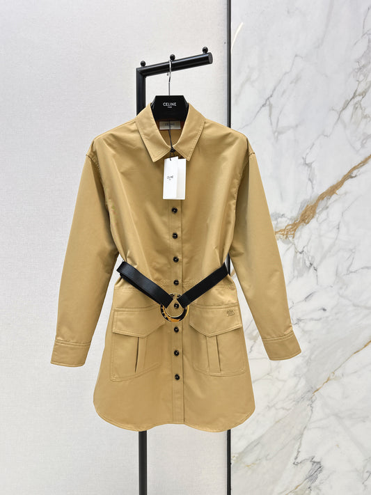 Double-pocket embroidered dress