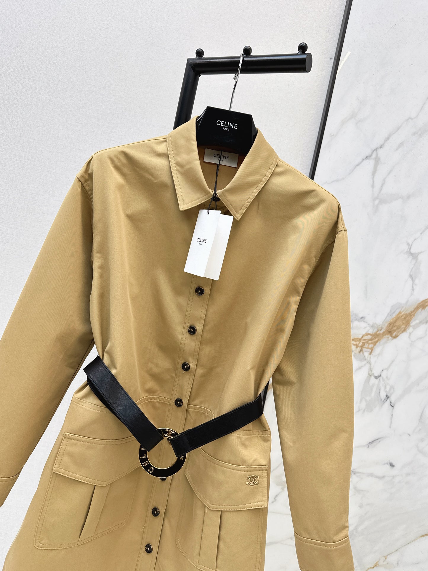 Double-pocket embroidered dress
