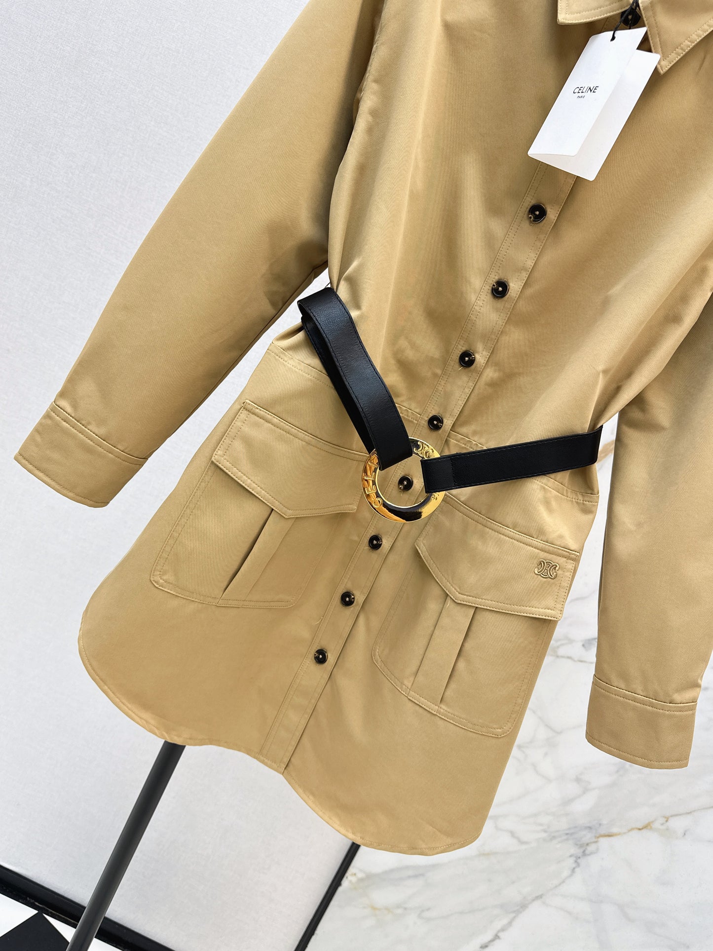 Double-pocket embroidered dress