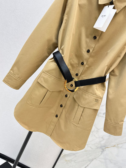 Double-pocket embroidered dress