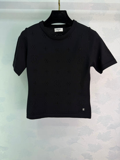 Openwork Knit Short-Sleeve Top
