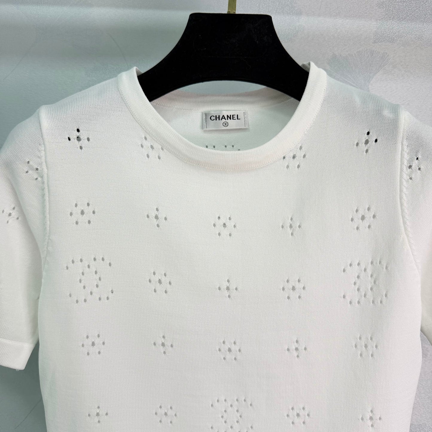 Openwork Knit Short-Sleeve Top