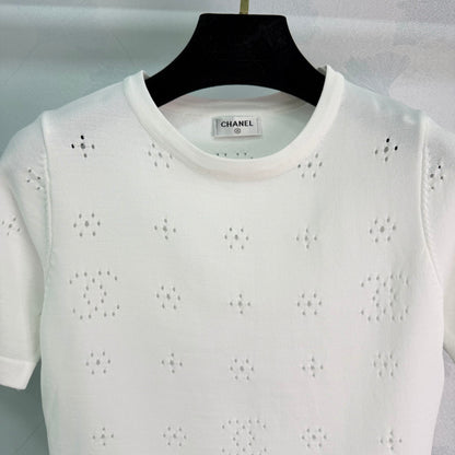 Openwork Knit Short-Sleeve Top