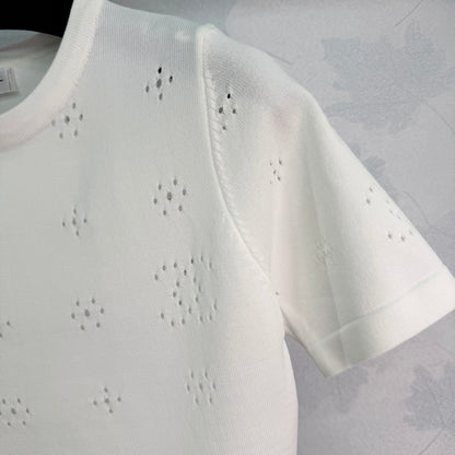 Openwork Knit Short-Sleeve Top