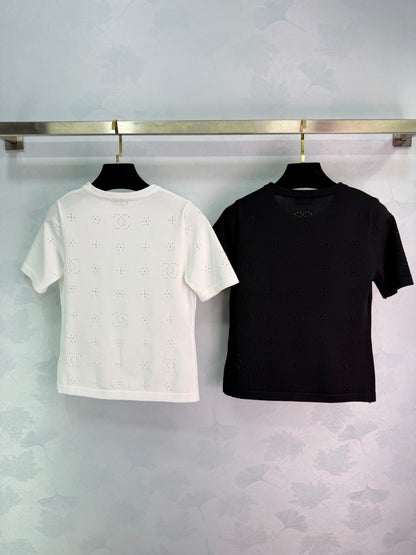 Openwork Knit Short-Sleeve Top