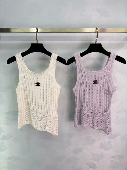 Beaded Openwork Knit Vest