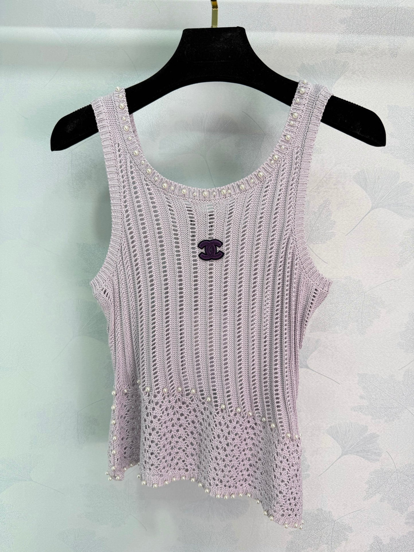 Beaded Openwork Knit Vest