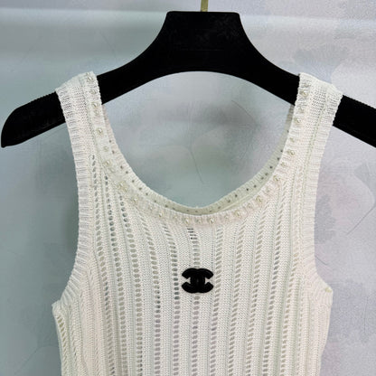 Beaded Openwork Knit Vest
