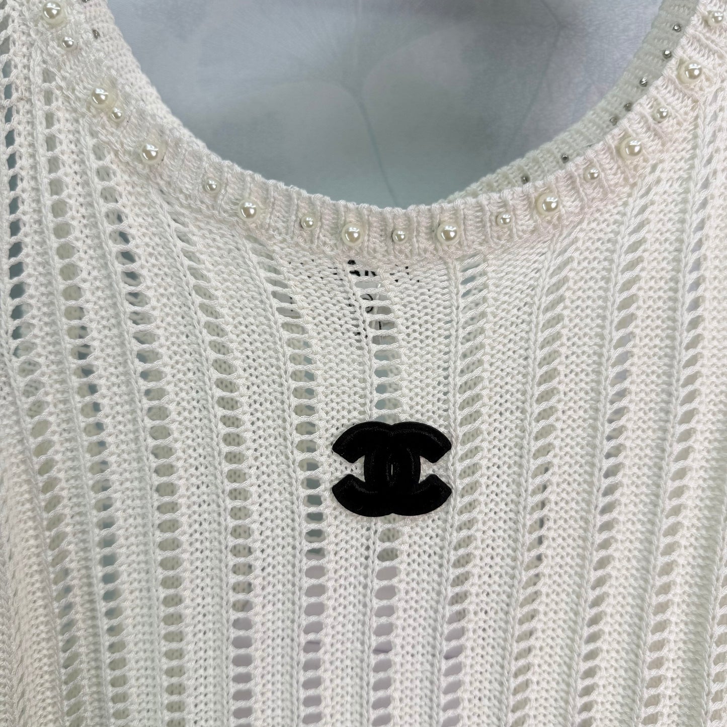 Beaded Openwork Knit Vest