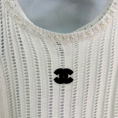 Beaded Openwork Knit Vest