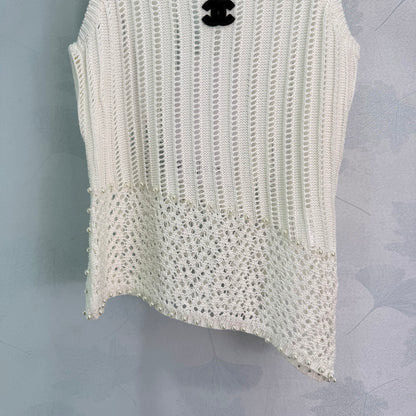 Beaded Openwork Knit Vest