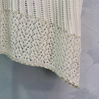 Beaded Openwork Knit Vest