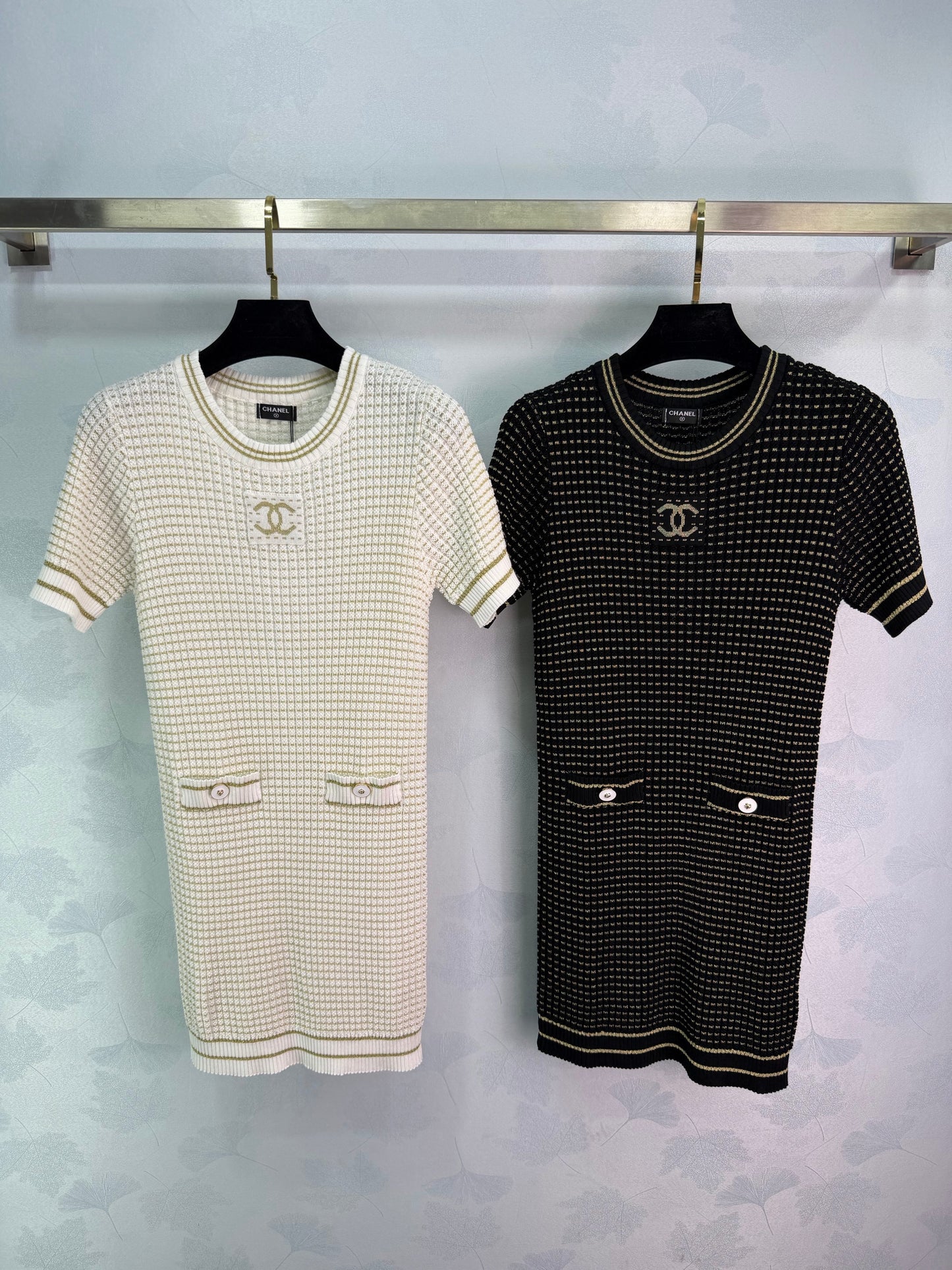 Striped Knit Short-Sleeve Dress