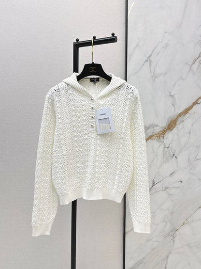 Openwork Hooded Knit Sweater