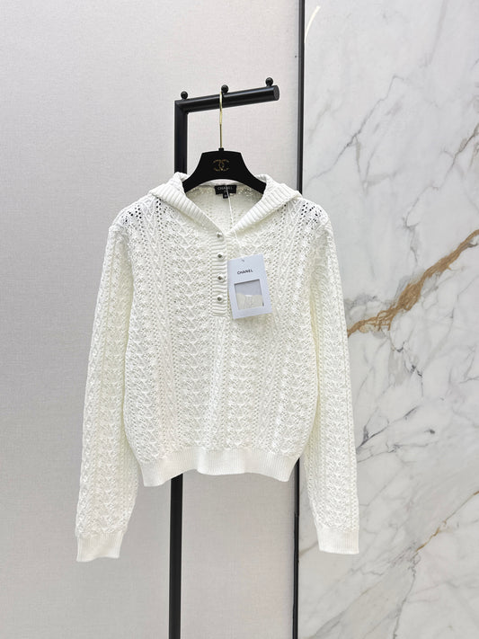 Openwork Hooded Knit Sweater