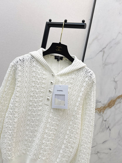 Openwork Hooded Knit Sweater