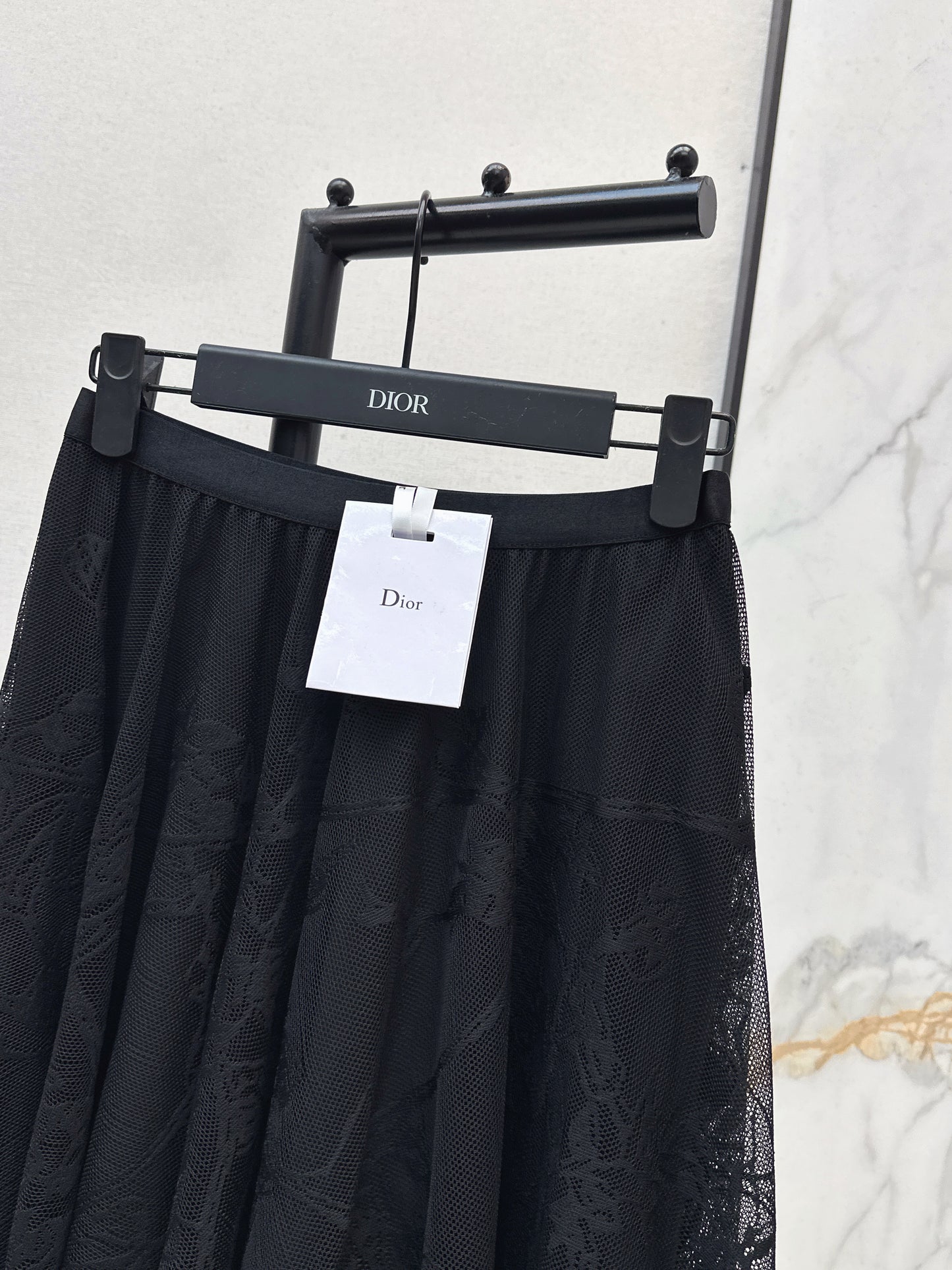 High-waisted lace midi skirt