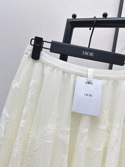 High-waisted lace midi skirt