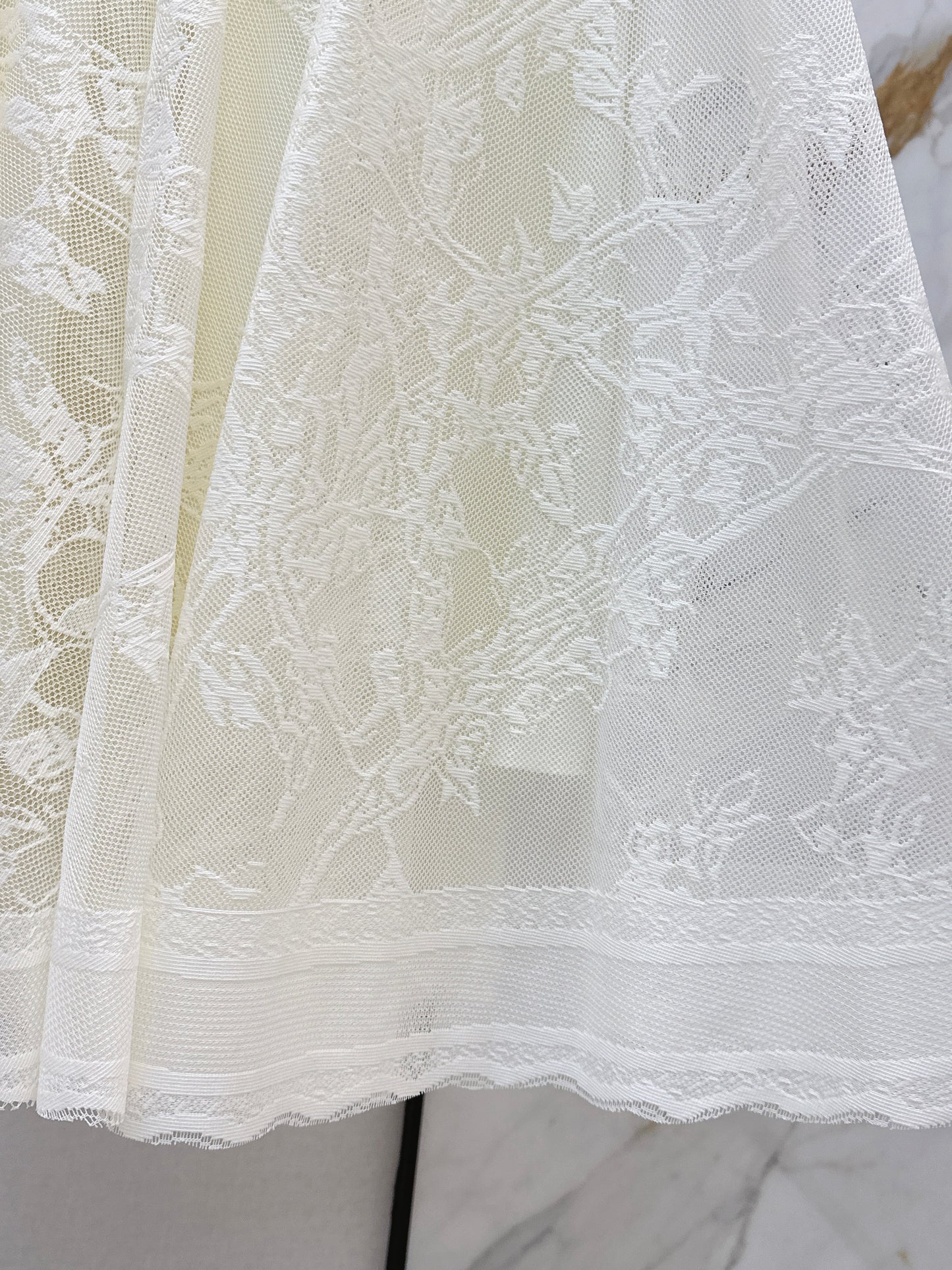 High-waisted lace midi skirt