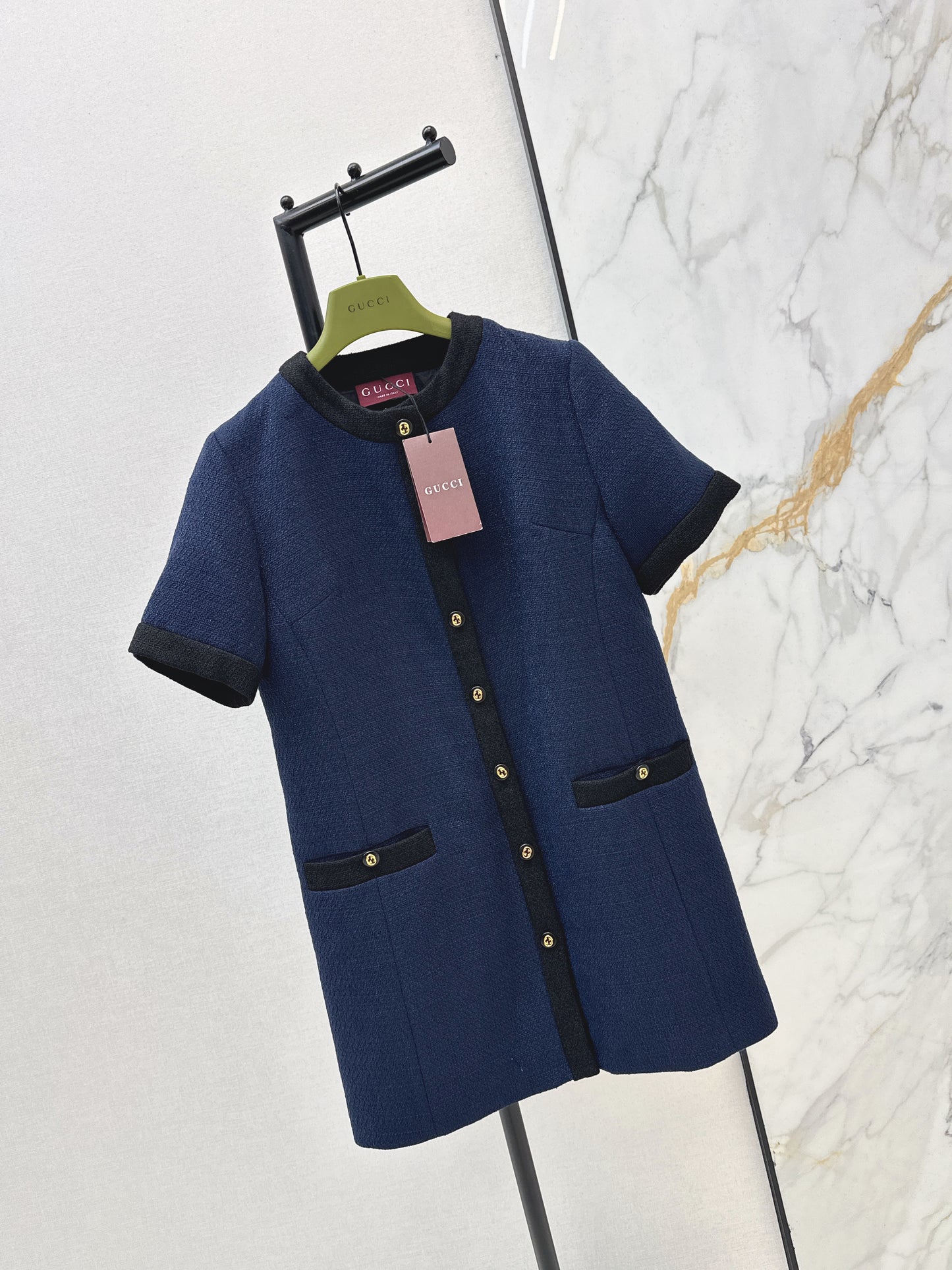 Color-blocked woven dress