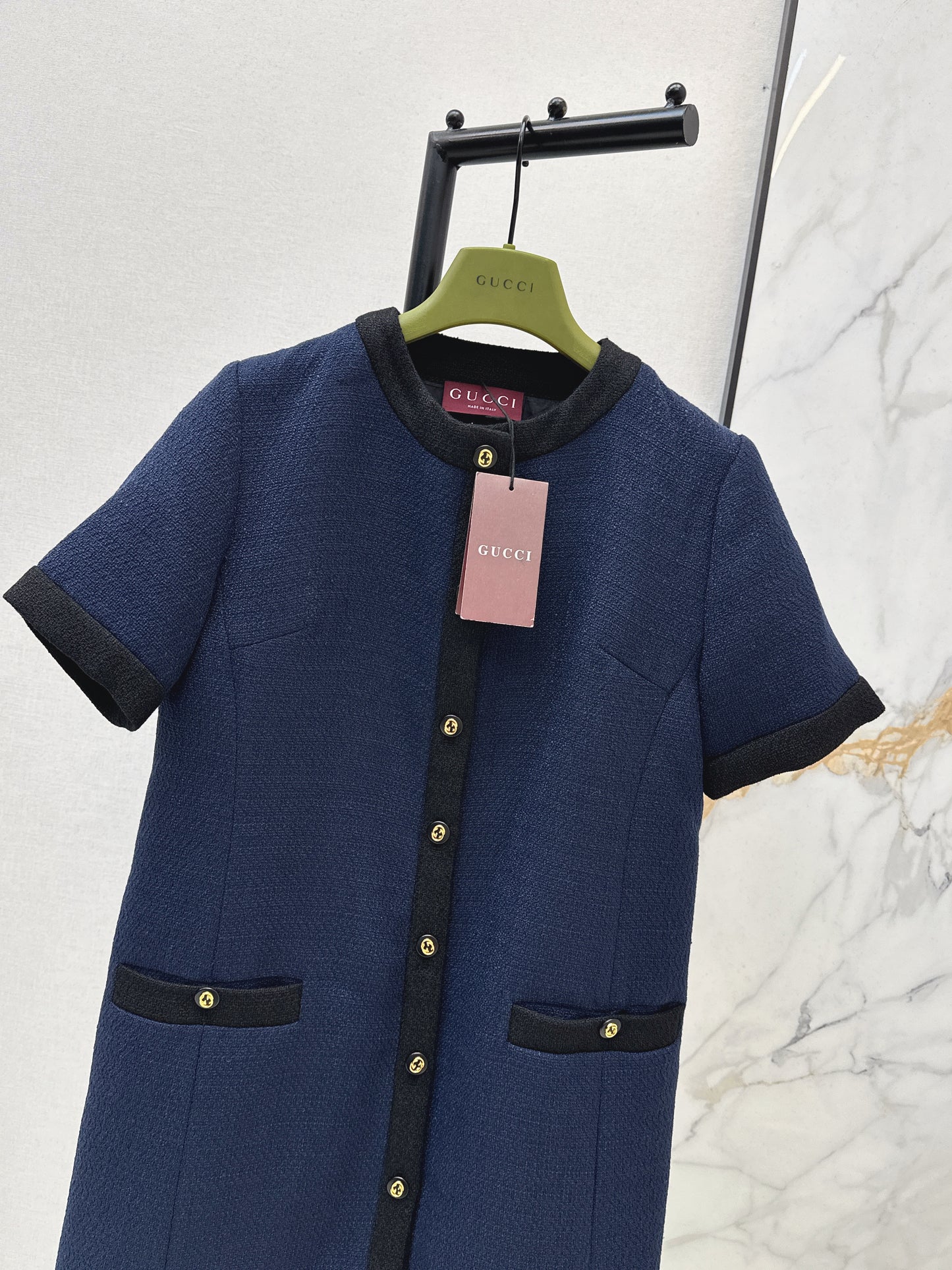 Color-blocked woven dress
