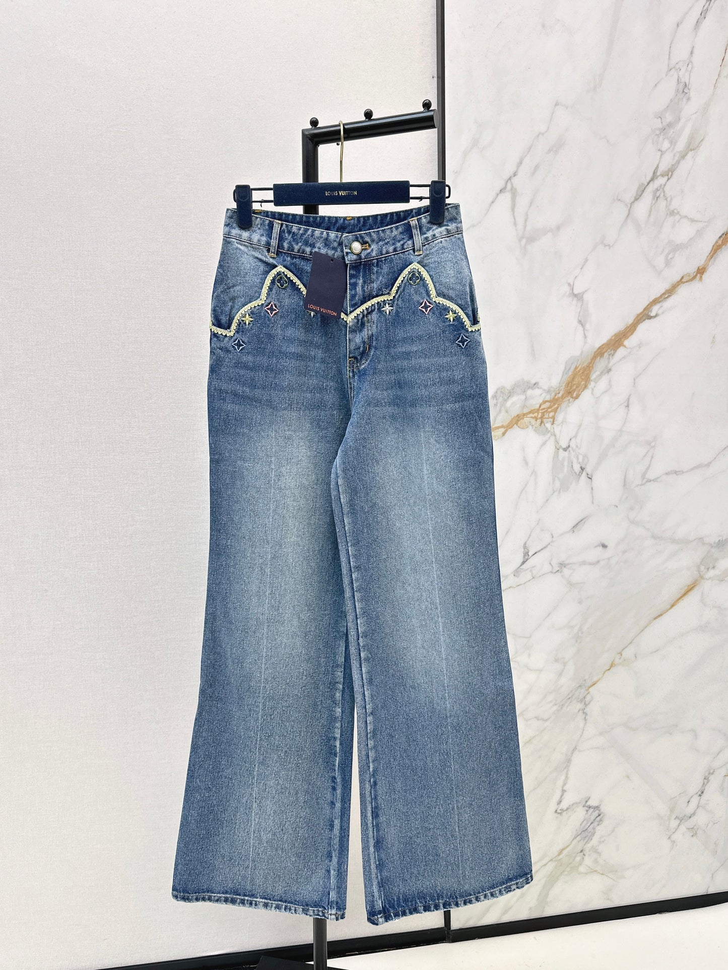 Embroidered Straight Leg Jeans