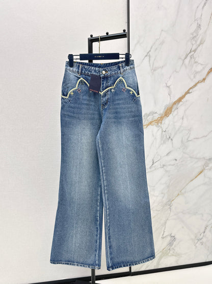Embroidered Straight Leg Jeans