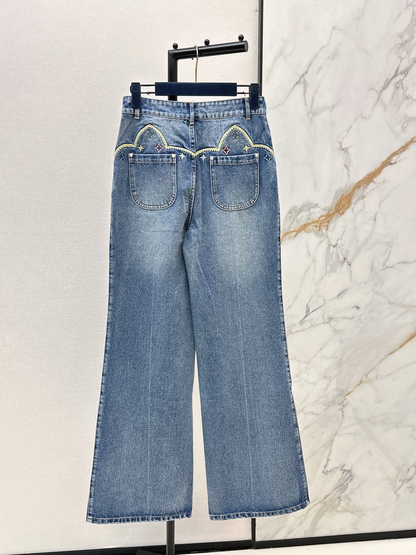 Embroidered Straight Leg Jeans