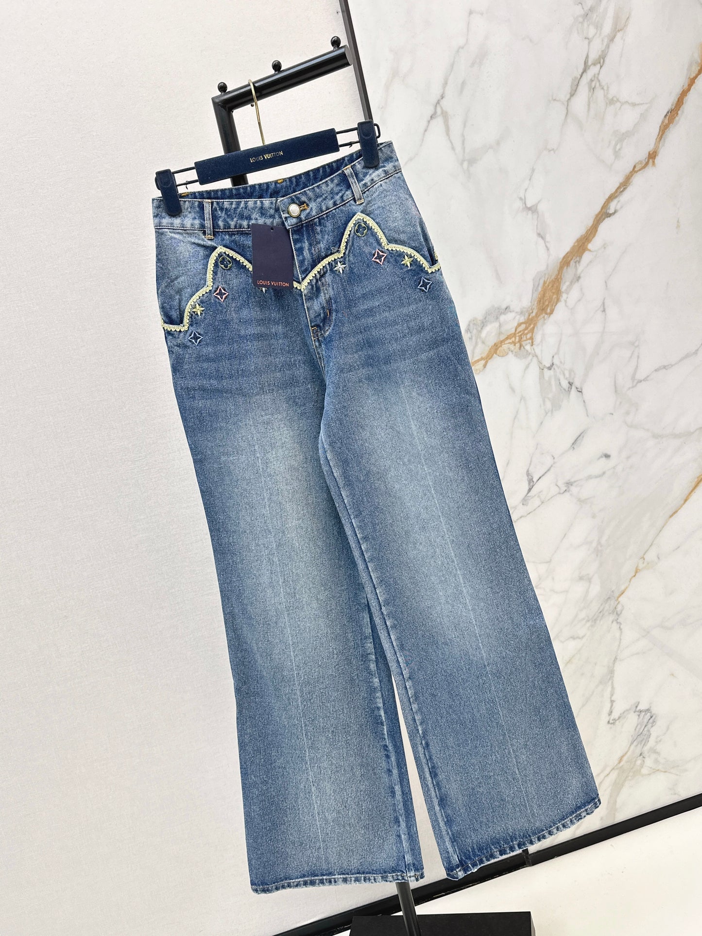 Embroidered Straight Leg Jeans