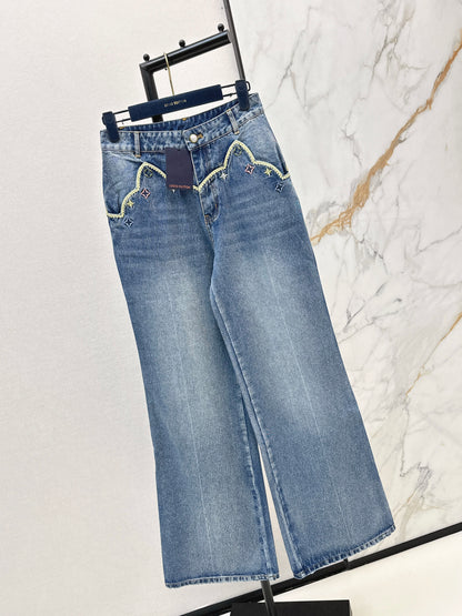 Embroidered Straight Leg Jeans