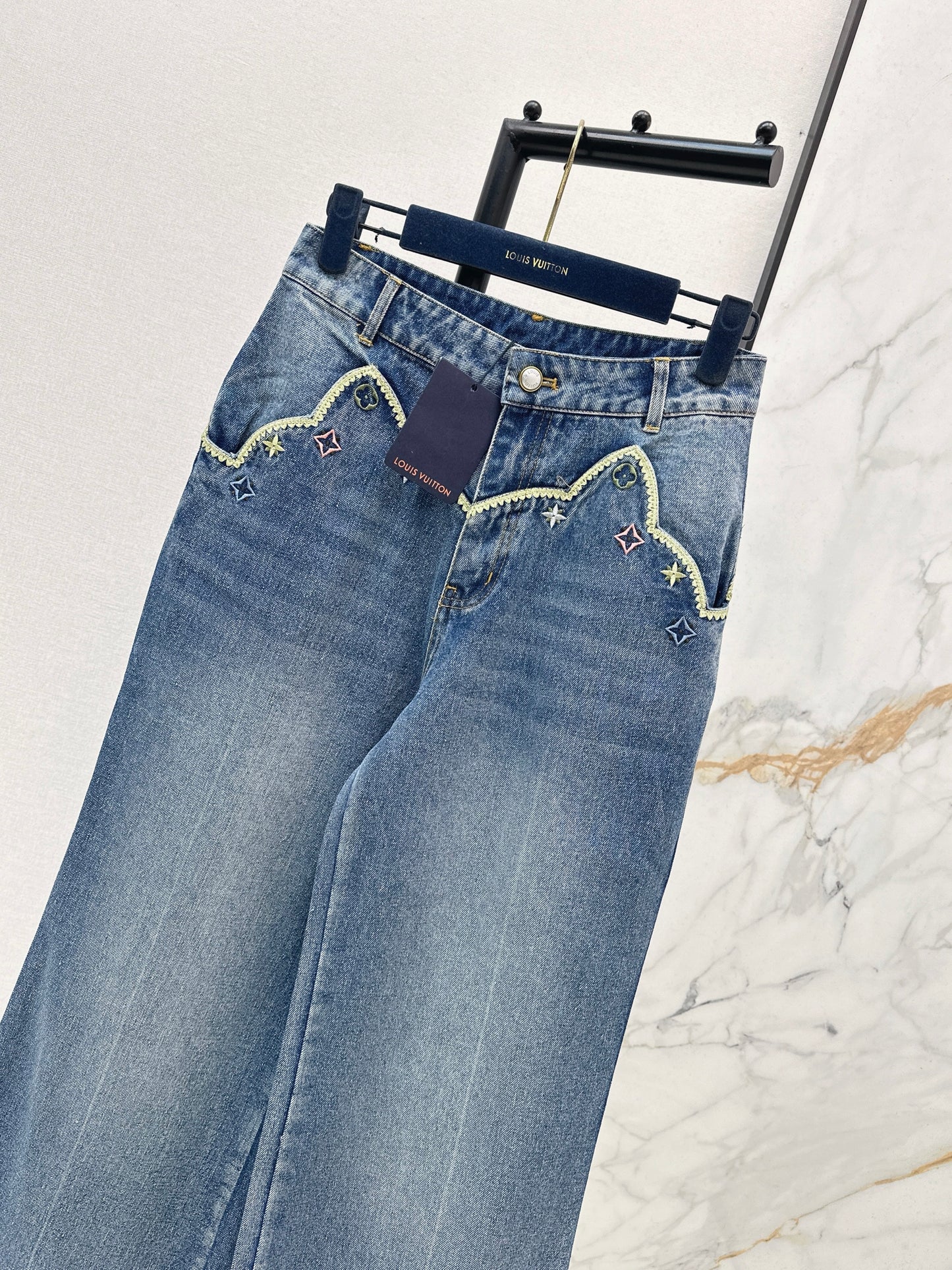 Embroidered Straight Leg Jeans