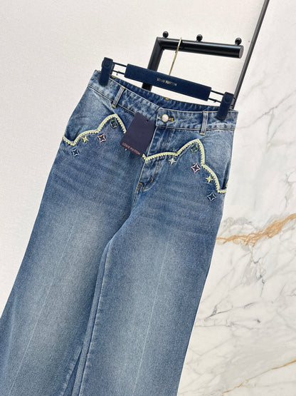 Embroidered Straight Leg Jeans