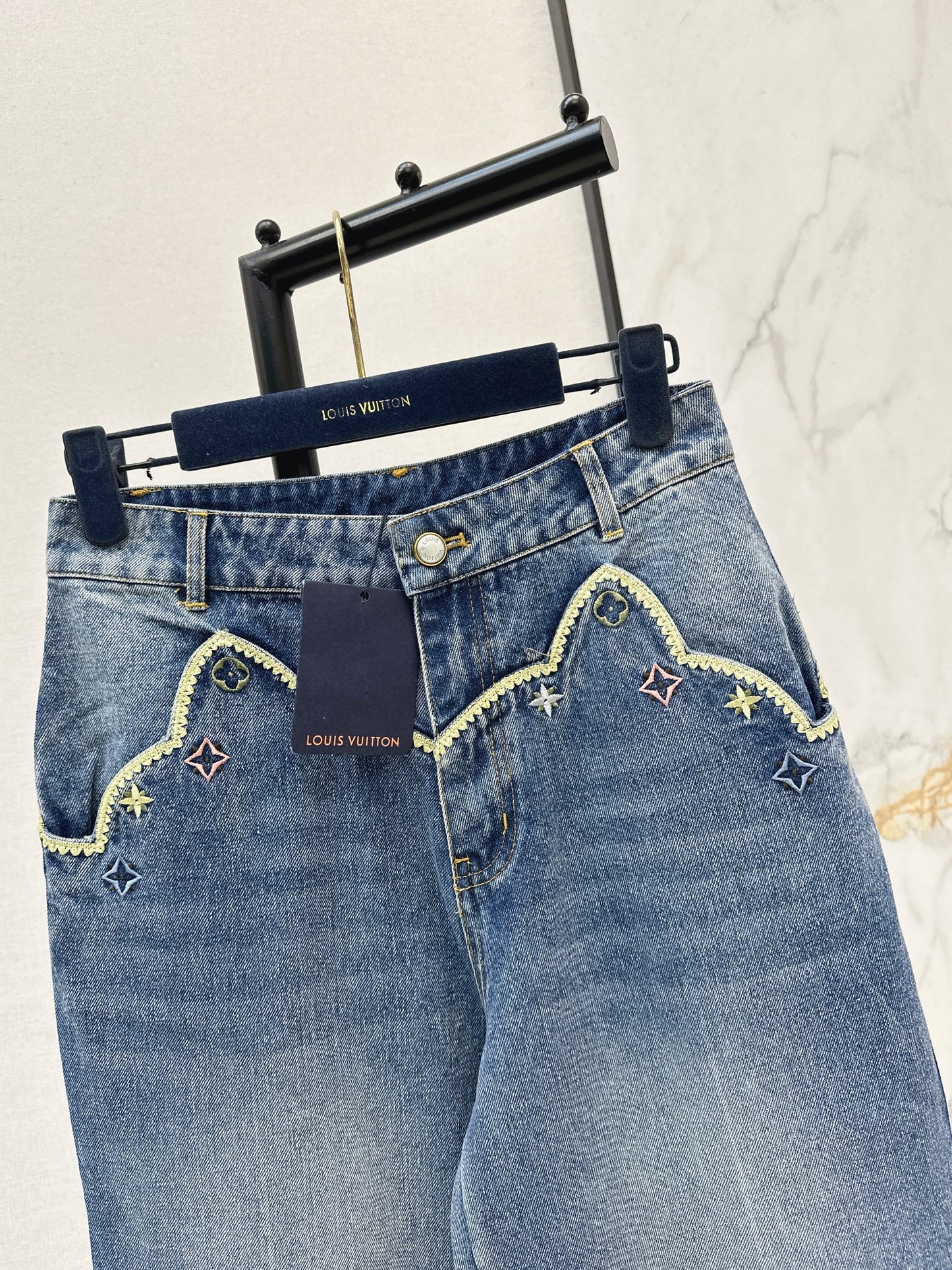 Embroidered Straight Leg Jeans