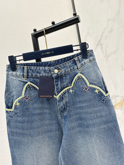 Embroidered Straight Leg Jeans