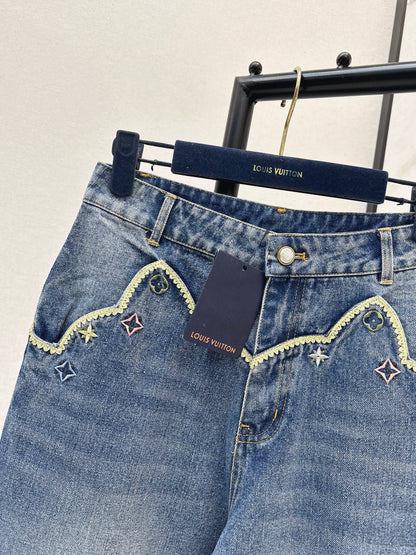 Embroidered Straight Leg Jeans