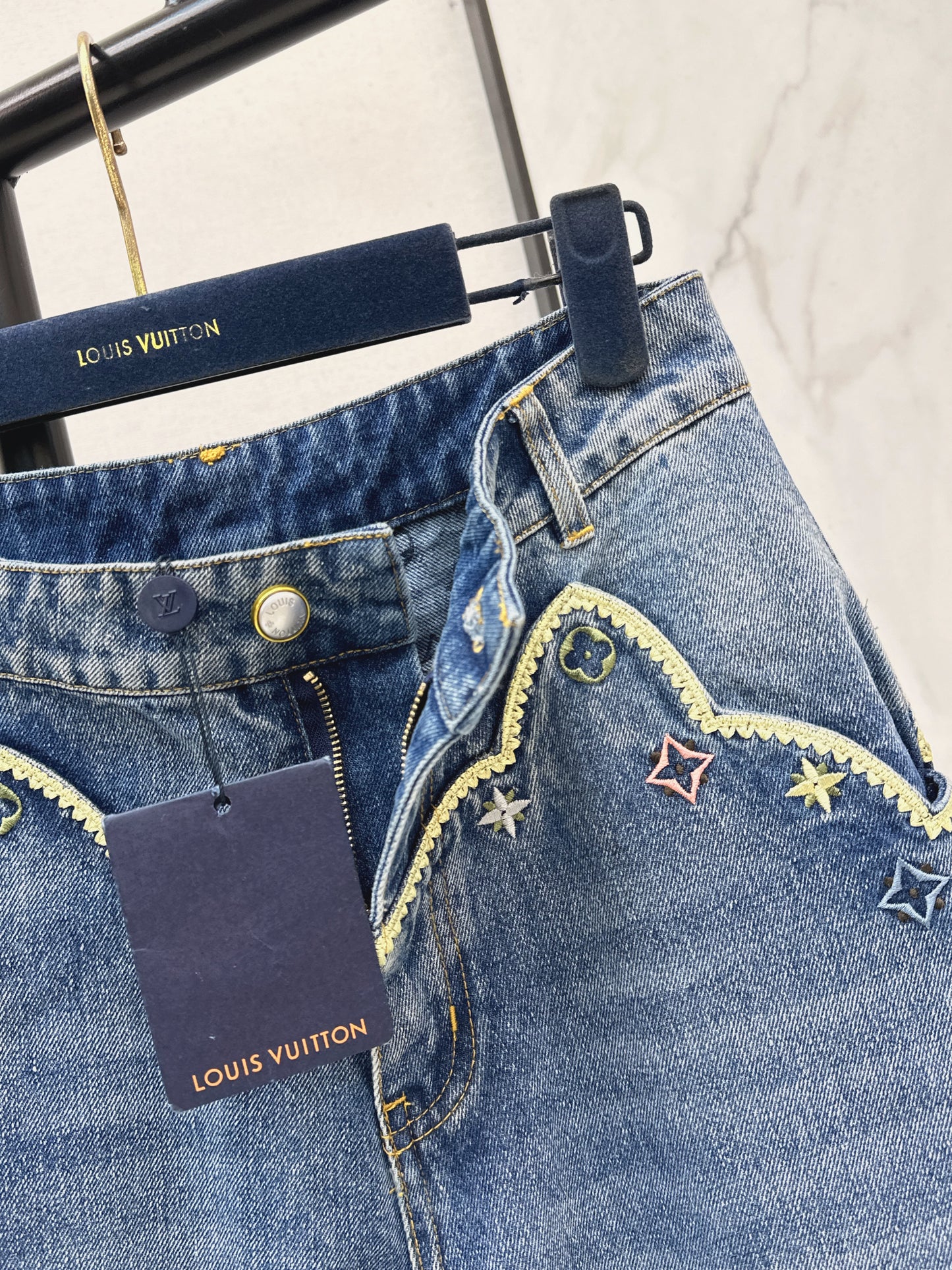 Embroidered Straight Leg Jeans