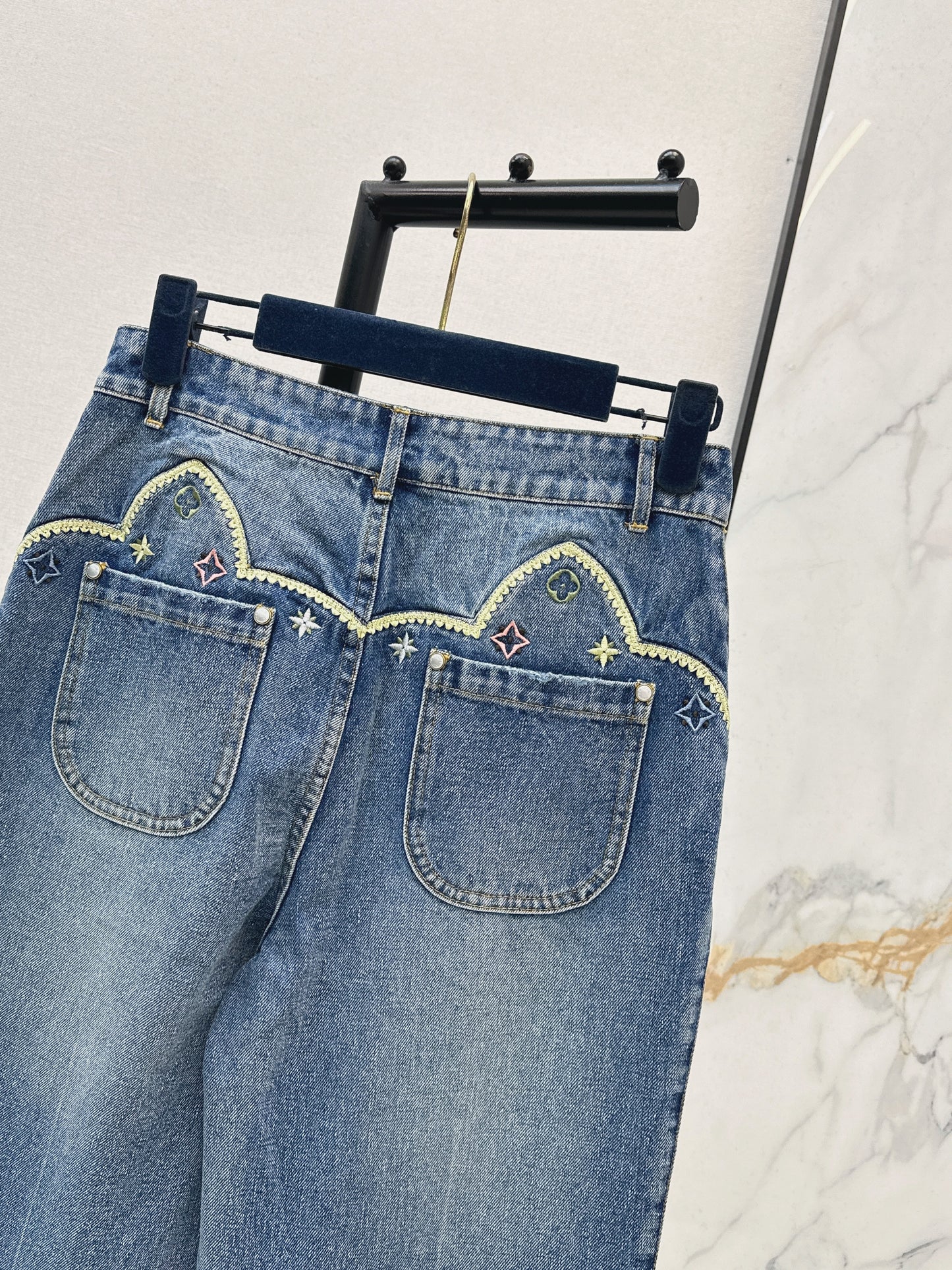 Embroidered Straight Leg Jeans