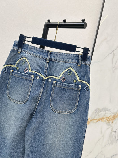 Embroidered Straight Leg Jeans