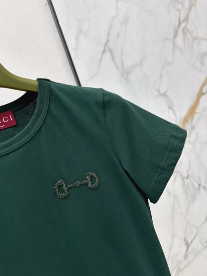 Beaded Cotton T-Shirt