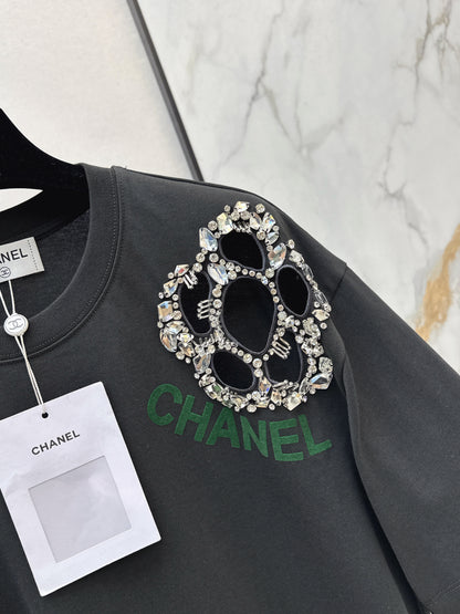 Floral Rhinestone Pattern T-shirt
