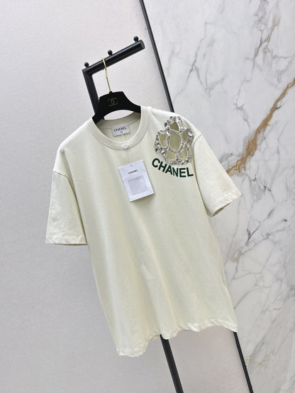 Floral Rhinestone Pattern T-shirt