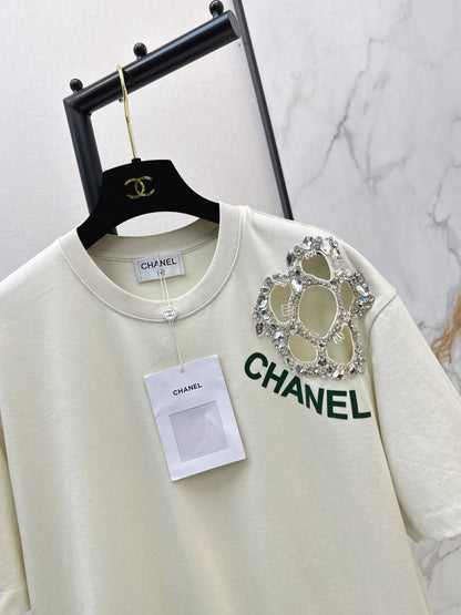 Floral Rhinestone Pattern T-shirt