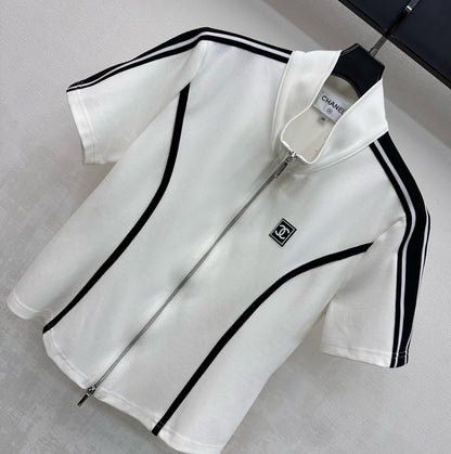 Stand-up collar, color-blocked, slim-fit suit