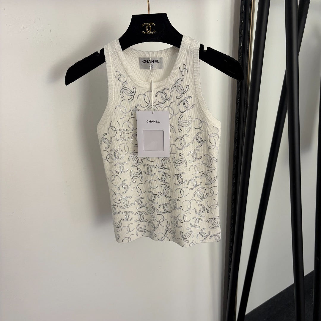 Rhinestone-embellished knit vest