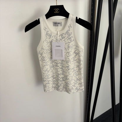 Rhinestone-embellished knit vest