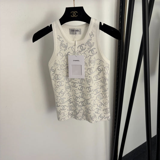 Rhinestone-embellished knit vest