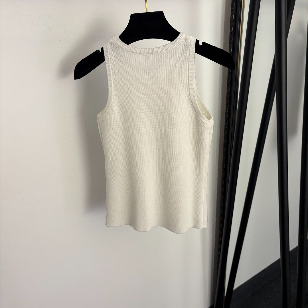 Rhinestone-embellished knit vest