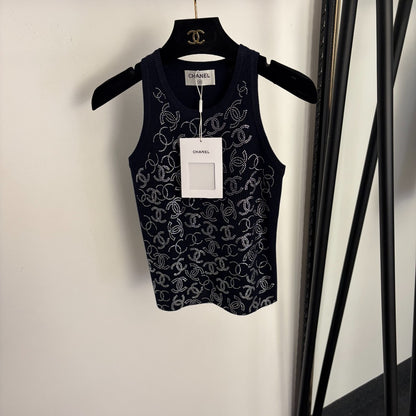 Rhinestone-embellished knit vest