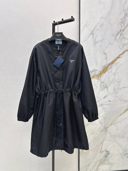 Nylon zip-up single-breasted jacket